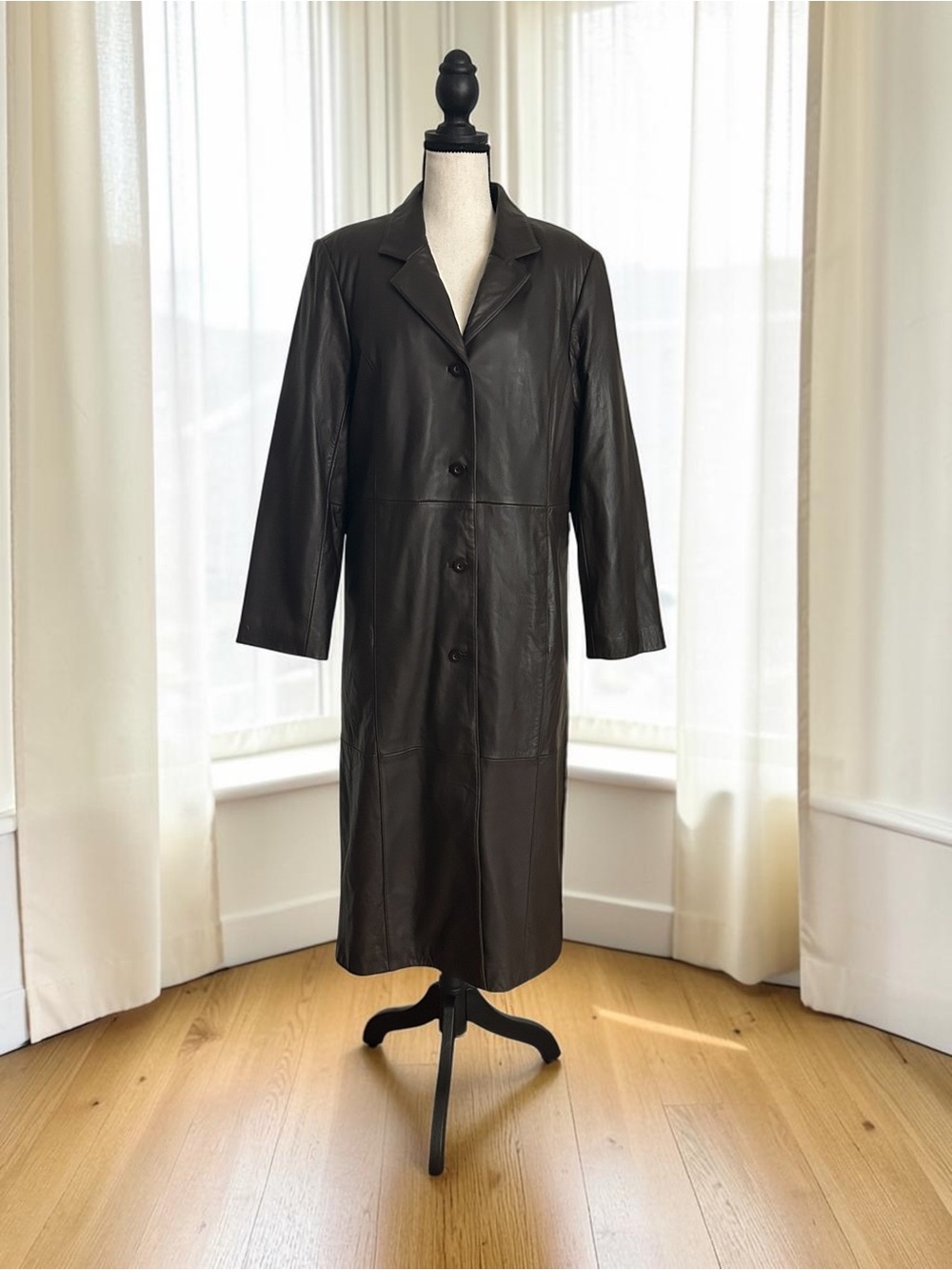 NWT Centigrade Leather Brown Long Coat Thermolite Insulated Zip Out Lining M